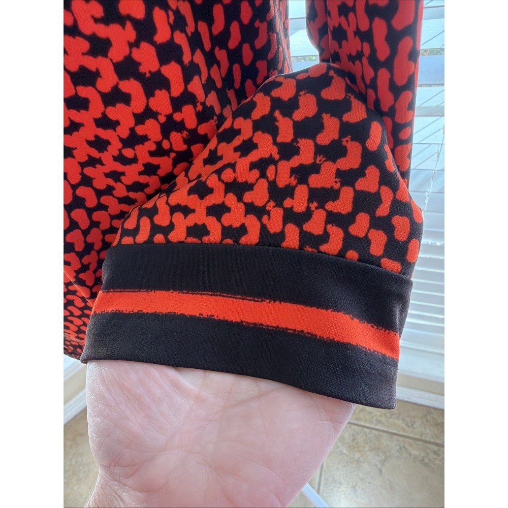 Michael Kors black and orange abstract print long-sleeve sheath dress Medium - Picture 5 of 8